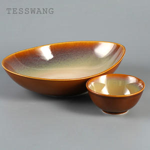 Set di Piatti in Ceramica Sfumata, Stoviglie per Casa e Ristorante, Design Semplice e Creativo, Ciotola Bassa per Insalata, Piatto da Tavola - Product Image 3