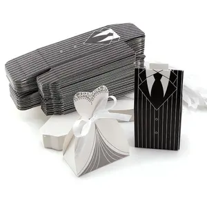 2 Stuk/paar Bruid Bruidegom Papier Zoete Chocolade Verpakking Dozen Favor Candy Box Set Voor Bruiloft Decoratie Benodigdheden