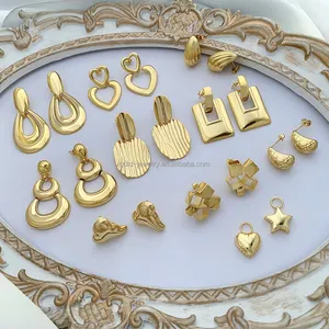 18k Yellow Gold Plated Brass C Shape Earring Fashion Jewelry For Women