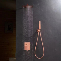 Ensemble de robinet de douche de salle de bain en or rose brossé dissimulé au mur de luxe colonne avec pommeau de douche 304 en acier inoxydable de 8 pouces