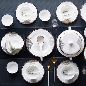 Nouveau produit : 60 pièces de vaisselle en porcelaine de luxe dorée, motif amour marin, pour la salle à manger, décoration de la maison - Product Image 6