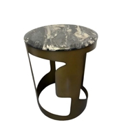 Table ronde personnalisable avec base en acier inoxydable et plateau en marbre pour salon, table d'appoint pour canapé, table basse