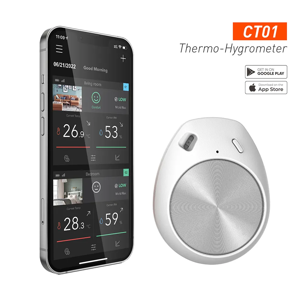 Bluetooth אלחוטי דיגיטלי קטן מדחום מדדי לחות נייד אלקטרוני לחות טמפרטורת Thermo מדדי לחות לוגר