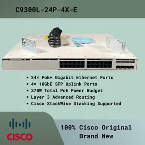 Commutateur d'entreprise C9300L-24P-4X-E Original 9300L 24 ports PoE avec prise en charge StackWise de la couche 3 et 4x10GbE SFP Uplink - Product Image 2