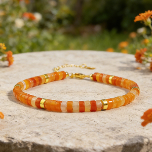 Minimalist Trendy Fashion Citrine Beaded Adjustable <b>Bracelet</b> <b>Healing</b> Reiki Chakra Abundance Attracts Orange Gemstone Gift - Product Image 1