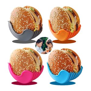 Socan pemegang <span class=keywords><strong>Burger</strong></span> silikon, wadah <span class=keywords><strong>Burger</strong></span> roti Hamburger Anti jatuh dapat digunakan kembali untuk dapur rumah mudah dibersihkan - Product Image 1
