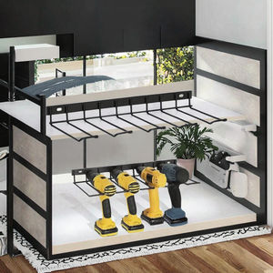 Support de perceuse mural en métal robuste support d'organisateur d'outils électriques à 4 fentes étagère de rangement simple entièrement assemblée pour <span class=keywords><strong>Garage</strong></span> - Product Image 3