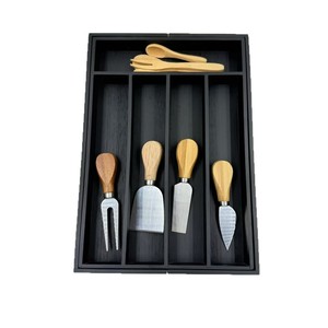 Bamboo Extendable <b>Storage</b> <b>Box</b> Rectangular Black <b>Drawer</b> Organizer For Miscellaneous Items Portable Standing Type - Product Image 1