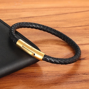 OL Style-pulsera de cuero con botones de acero inoxidable para hombre, brazalete de diseño sencillo, Multicolor, con logotipo personalizado, regalo de cumpleaños y San Valentín - Product Image 4