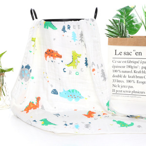 Qidou – couverture en gaze pour bébé, 6 couches, en pur coton, imprimé ours de dessin animé, enveloppe pour nouveau-né, serviette douce et respirante pour nourrissons - Product Image 3