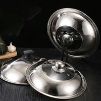 Penjualan Langsung Pabrik Tutup Panci Universal 32-40CM Bahan Stainless Steel Tutup Kaca untuk Penggorengan Aksesoris Wok