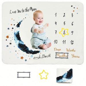 Manta de Franela Personalizada para Registrar los Hitos del Crecimiento del Bebé, Rastreador de Crecimiento para Fotografía de Recién Nacidos y Decoración de Cumpleaños - Product Image 1