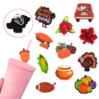 Accessoires de bar : Toppers de paille à boire en PVC motif citrouille pour la fête de Thanksgiving, vente en ligne directe usine