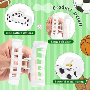 Nouvelles pinces à cheveux sportives antidérapantes en forme de ballon (football, basketball, soccer, baseball) pour fêtes et cadeaux d'anniversaire - Product Image 3