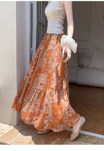 Gonna a trapezio da donna 2025 con elastico in vita da vacanza in stile hawiano con stampa gonna in Chiffon fodera da spiaggia estiva - Product Image 6