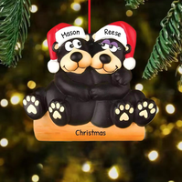 Pendentif familial ours noir en résine de haute qualité, créatif et mignon, pour décoration de sapin de Noël, fournitures de cadeaux de fêtes