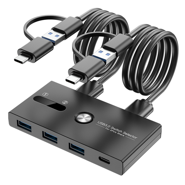 Upgrade TYPE C+USB3.0 Switch 2 in 4 Out Printer Sharer Keyboard and Mouse/Scanner USB C KVM SWITCH