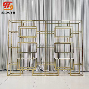 Smooth High Quality Rectangular Gold Stainless Steel Frame Party Wine Display <b>Stand</b> for Wedding - Product Image 5