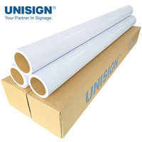 Rouleau de vinyle blanc auto-adhésif PVC brillant imprimable éco-solvant 120/140g pour affiches de bus/fenêtres et publicité