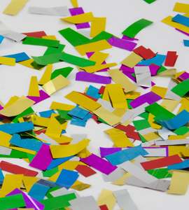 <span class=keywords><strong>Confettis</strong></span> métalliques arc-en-ciel 50x20mm 1kg - Product Image 1