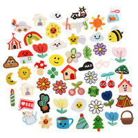 Offre Spéciale : Adorables mini-patches brodés thermocollants motif maison de fleurs, pour porte-clés, sacs et accessoires de décoration DIY