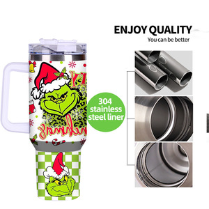 Borge 40oz 3D in ấn đôi tường thép không gỉ du lịch Mug giáng sinh Tumbler với xử lý và rơm - Product Image 5