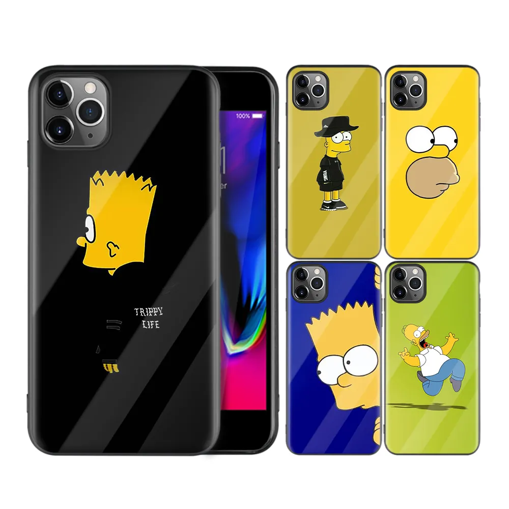 Cute Phone Case For IPhone 12 Pro Max Xr 11 Xs Se 2020 7 Homer J.Simpson Funny Bart Simpson Coque Cartoon