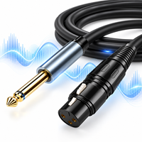 Câble audio 6,5 mm mâle vers XLR femelle 3 broches 2 m pour microphone, haut-parleur, mixeur, projecteur, caméra, studio et systèmes de sonorisation de scène