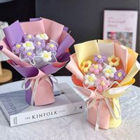 Bouquet de fleurs en crochet marguerite finies à la main, en fil de coton, cadeau fait main pour la fête des Mères, la fête des Enseignants, le Nouvel An Chinois