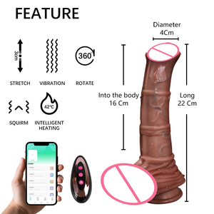 Vente en gros, gode électrique télescopique en silicone pour femmes, vibromasseur monstre <span class=keywords><strong>cheval</strong></span>, godemichés souples avec télécommande - Product Image 5