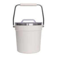 Seau à glace rond isotherme en acier inoxydable 5L avec couvercle, pour bars, usage commercial et domestique, design moderne, camping, extérieur, personnalisation du logo