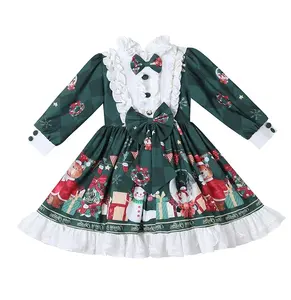Nouvelle robe d'hiver en dentelle de fille de Noël Styles espagnols Boutique Cute Lolita Baby Girl Princess Dress With Bloomer