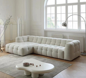 Chất Lượng Cao L Hình Dạng Boucle Vải Sofa Phòng Khách Hiện Đại Cắt Modular Giải Trí Sofa Bắc Âu Thiết Kế Tối Giản Ghế - Product Image 3