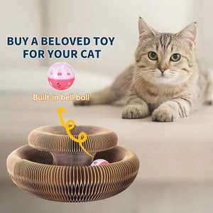 2026 Hot Selling Cat <b>Scratching</b> Boards Folding Magic Organ Cat Toy with Ball Corrugated Paper Board for Cat Grinding Claw - Product Image 2