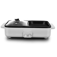 Multifunktionaler Hot-Pot-Grill-Kombi-Kocher Elektrische Grillplatte Doppelfunktions-Antihaftpfanne Haushaltsgrill 1L 1400W Energiesparend