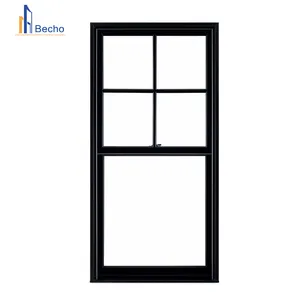 Fabricant de fenêtres à guillotine double simple, grilles en aluminium de haute qualité, design de fenêtres à coupure thermique
