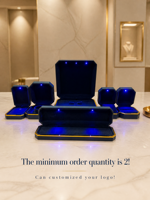 Boîte à bijoux LED noire octogonale à bord doré en gros, boîte à bijoux LED noire pour la vente au détail, boîte à bijoux LED noire octogonale à bord doré en stock