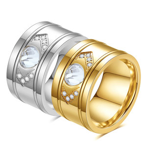 Bagues tendance en acier inoxydable 304, forme flèche 13 mm, sertissage pavé, motif cœur géométrique, cadeau pour femme - Product Image 1