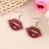 Boucles d'oreilles pendantes en acrylique faites à la main pour la Saint-Valentin, couleur rouge, en forme de cœur, lèvres, rose, amour, pour fête, cadeau décoratif