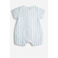 Combinaison en coton rayée pour bébé garçon, avec imprimé lapin et poches, tenue d'été à manches courtes et col rond