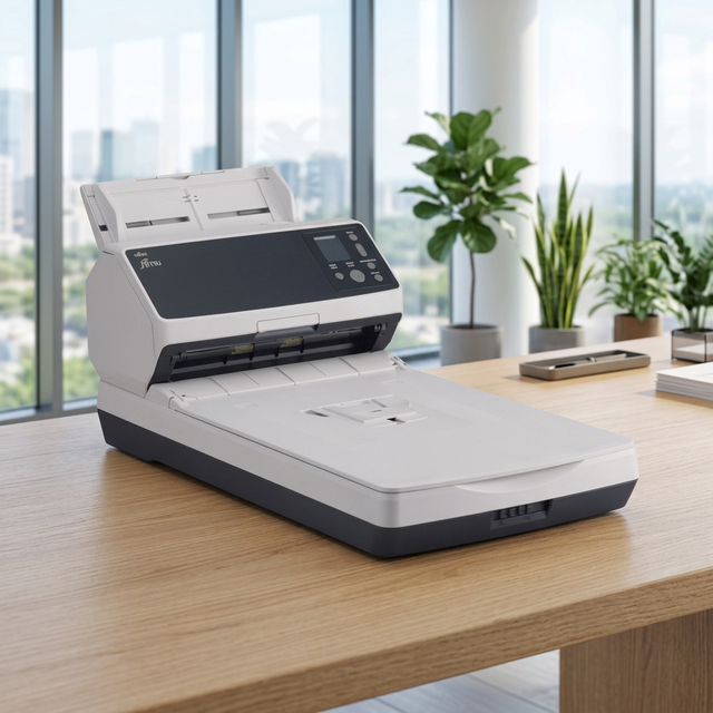 FI-8270 A4 Document Scanner ADF and Flatbed Combo 70ppm Long Paper 609mm USB 3.2 Gigabit Ethernet Dual Scan Elements