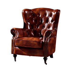 Chaise industrielle en bois massif antique de luxe léger pour une personne confortable à dossier haut pour les loisirs - Product Image 5