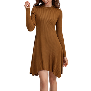 Vestido de Suéter de <span class=keywords><strong>Moda</strong></span> para Mujer al por Mayor, Vestidos de Punto de Alta Calidad con Corte en A, Mangas Largas para Otoño e Invierno, Estilo Dulce <span class=keywords><strong>Imperio</strong></span> - Product Image 1