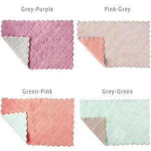 Double-layer Microfiber Eco-Friendly Towel Super Absorbent Coral Fleece Cleaning Cloths <b>Table</b> <b>Kitchen</b> Non-stick Oil Dishcloths - Product Image 5
