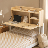 Table de lit simple avec étagère de rangement, bureau d'étude pliable pour étudiants en dortoir, chambre et petits espaces