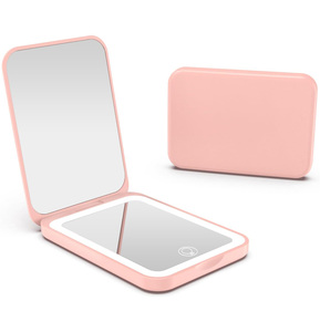 Portable <b>Plastic</b> Compact Rechargeable Foldable Touch Screen LED Light 1X/2X Magnification Dual Sided Personalized <b>Mirror</b> - Product Image 1