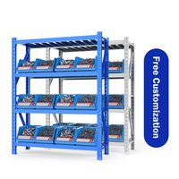 Étagère de stockage d'entrepôt robuste en acier à 5 niveaux réglable sans boulons, protection contre la corrosion, certifiée CE, avec montants à trous papillon