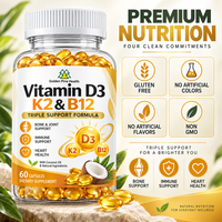 Capsules de Vitamine D3 K2 B12 en Gélules Souples à Marque Privée OEM - Complément Alimentaire pour le Soutien des Os, du Cœur et du Système Immunitaire