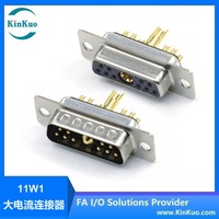 Conector Macho Tipo Soldadura 11W1 D-SUB, Conector de Alimentación de Alta Corriente 11W1 para Instrumentación y Automatización Industrial