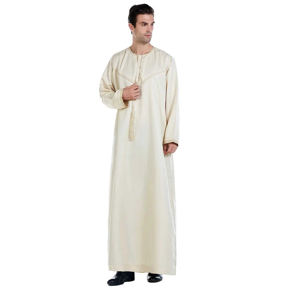 नए पुरुषों के लिए गर्म इस्लेमिक कपड़े डुबाई लंबे गुलाब मैक्सी ड्रेस थोब के साथ भारतीय पुरुषों के लिए अबाया